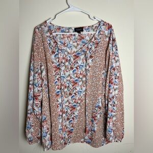GiGiO Women's Floral Blouse - Multicolor Size L Like New Classy Flowy